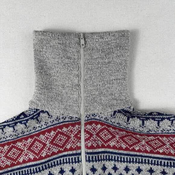 Vintage LL Bean Sweater Women’s Medium Fair Isle Collared 1/4 Zip - Picture 15 of 16